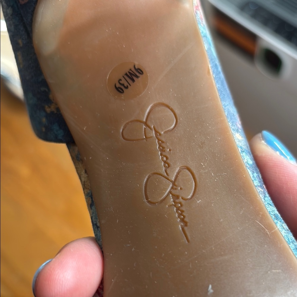 Jessica Simpson Blue and Pink Floral Heels - Picture 3 of 14